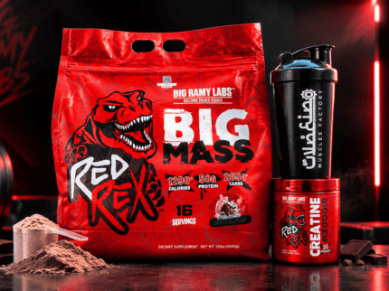 Red Rex Big Mass 12 LBS مع Red Rex Creatine وشيكر مصنع عضلات